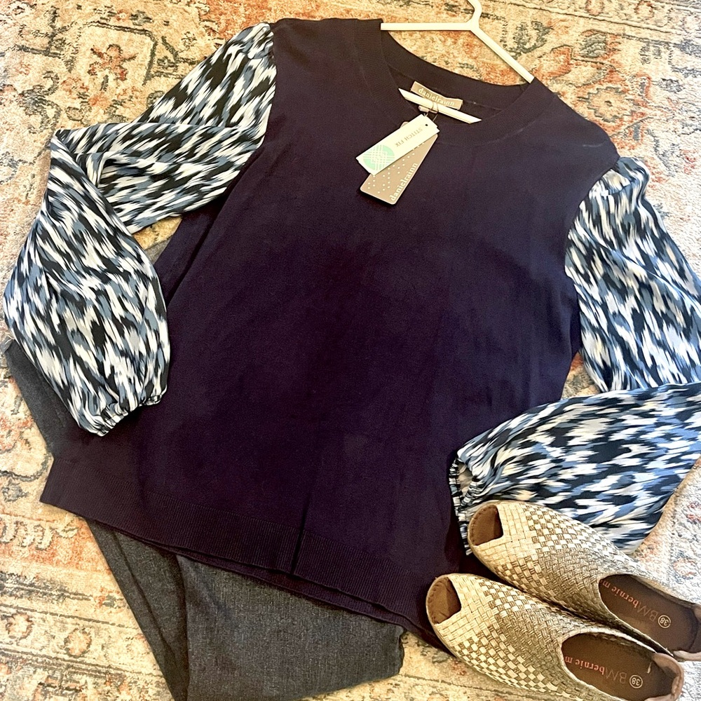 NWT Daniel Rainn mixed media sweater